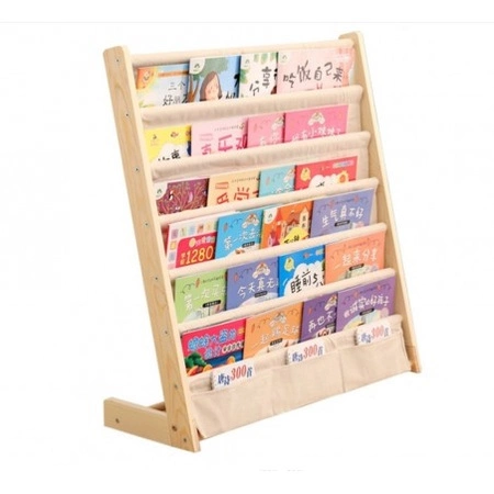 ECARLA regał organizer na książki z kieszonkami 6-poziomowy 79x60cm SZ45