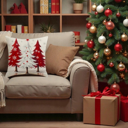 ECARLA Zima Świąteczna poszewka na poduszkę Boho 45x45 TRZY CHOINKI POD243