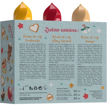 HISKIN Crazy Ice Cream zestaw kremów do rąk Truskawka, Słony Karmel, Mango 3x60ml