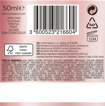 LOREAL Age Perfect Złoty Wiek 60+ krem do twarzy różany wzmacniający SPF20 50ml