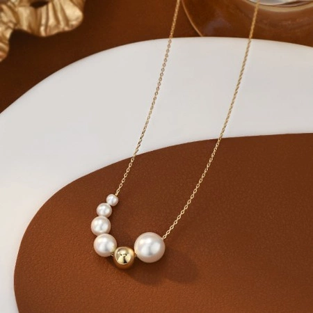 ECARLA naszyjnik ze stali szlachetnej pozłacanej KULKI NST2171