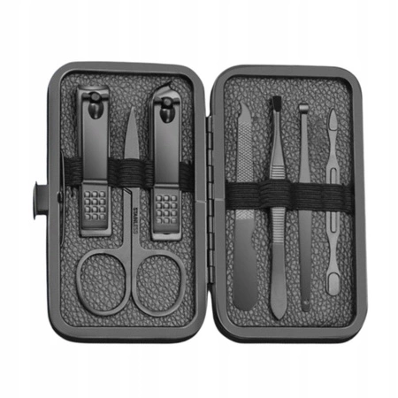 ECARLA zestaw akcesoriów do manicure w etui 12szt Czarny AK21