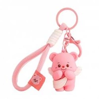 ECARLA brelok do kluczy Miś Aniołek ze skrzydłami Różowy BRL333R