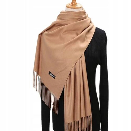 ECARLA szal z frędzlami, chusta 70x 200cm Rudy SZA40RUD