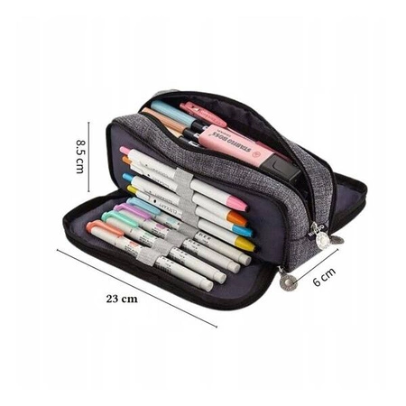 ECARLA piórnik wielofunkcyjny trzykomorowy Grafitowy PR04CZ