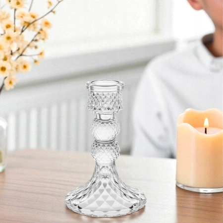 ECARLA świecznik dekoracyjny szklany Glamour 13cm SW14