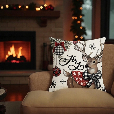 ECARLA Zima Świąteczna poszewka na poduszkę Boho 45x45 JELONEK POD244