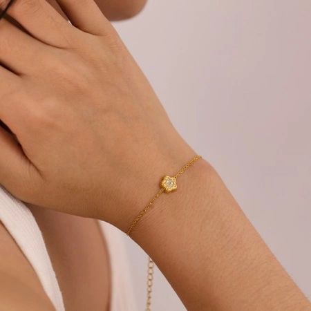 ECARLA bransoletka na rękę ze stali chirurgicznej pozłacanej KWIAT BST1518