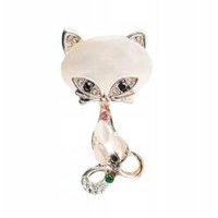 ECARLA broszka kryształowa Biały Kotek BZ173