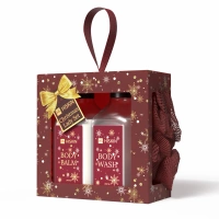 HISKIN Christmas Lady Set zestaw [MYJKA + balsam + żel pod prysznic] Bordo