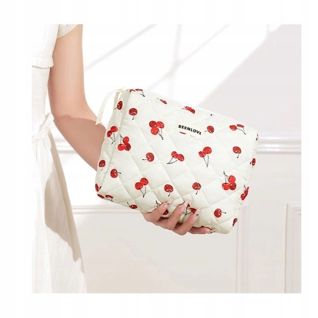 ECARLA kosmetyczka jednokomorowa pikowana 19x24x7cm Wisienki KS124