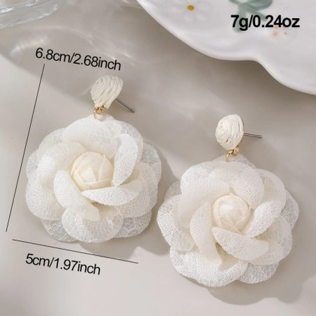 ECARLA kolczyki wiszące, sztyft koronkowe RÓŻA Pudrowy Róż K1707