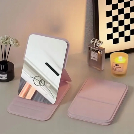 ECARLA lusterko kosmetyczne otwierane do torebki Różowe L17R