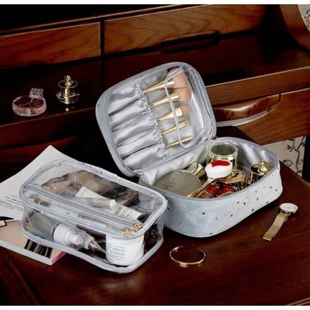 ECARLA kuferek kosmetyczka 2w1 rozkładana, szara KS97SZ