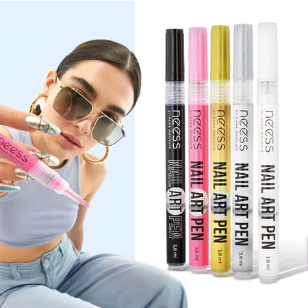 NESS Nail Art Pen pisak do zdobienia paznokci Czarny 2451 3,8ml