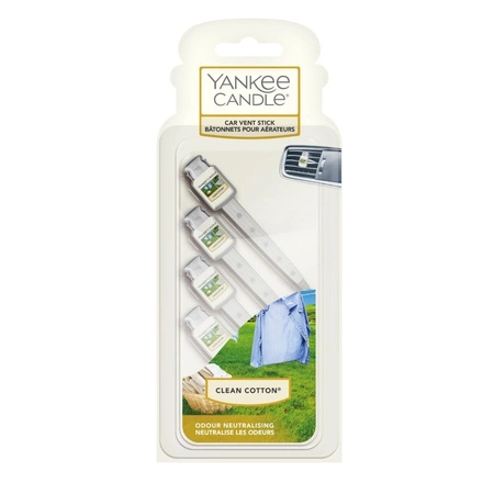 YANKEE CANDLE Car Vent Stick patyczki zapachowe do auta CLEAN COTTON 4x7g