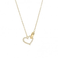 ECARLA naszyjnik ze stali szlachetnej pozłacanej SERCA cyrkonie NST2197