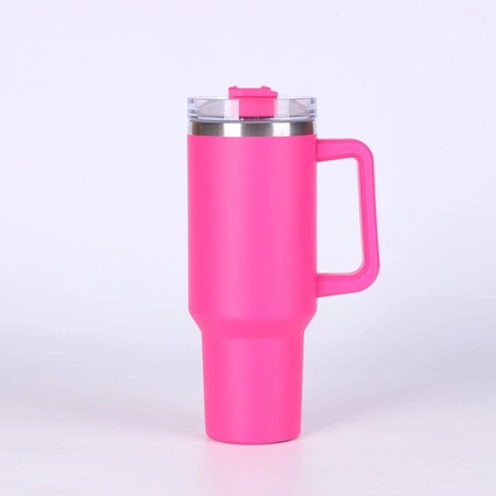 ECARLA kubek termiczny z uchwytem i rurką 1000ml Fuksja CUP10