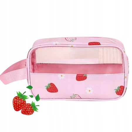 ECARLA kosmetyczka kuferek rozmiar S 22x7x13cm Truskawki KS149
