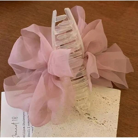 ECARLA klamra do włosów kokarda tiulowa różowa SP303R