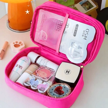 ECARLA kosmetyczka pikowana kuferek z rączką 24x9x15cm Róż KS132R