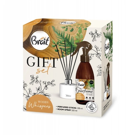 BRAIT Home Parfume zestaw [perfumowane patyczki 100ml + mgiełka 325ml] Woody Whispers