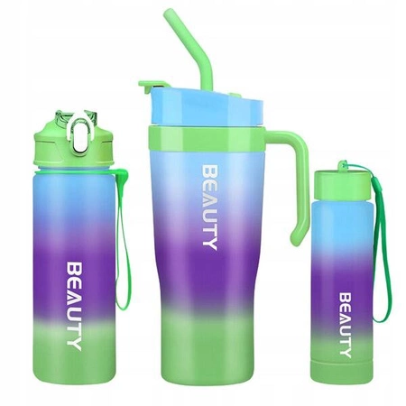 ECARLA butelka na wodę zestaw 3szt Ombre Niebieski z Zielonym BD13WZ2