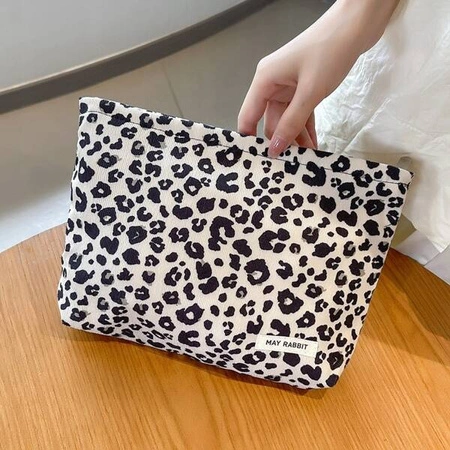 ECARLA kosmetyczka jednokomorowa materiałowa Panterka Kremowa KS119K