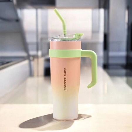 ECARLA kubek termiczny z uchwytem i rurką 1200ml Brzoskwiniowy BD23R