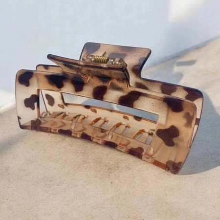 ECARLA spinka-klamra do włosów duża prostokąt Panterka SP360