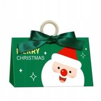 ECARLA torebka ozdobna świąteczna z kokardą 17x10x8,5cm Merry Christmas Zielone OPO37