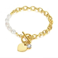 ECARLA bransoletka na rękę ze stali chirurgicznej pozłacanej PEREŁKI ST1515