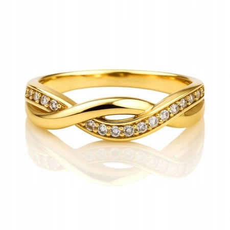 ECARLA pierścionek ze stali chirurgicznej platerowanej złotem PST978R7