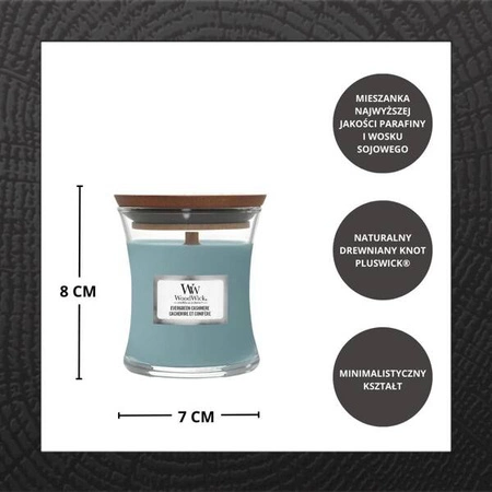 WOODWICK PlusWick mała świeca w słoiku EVERGREEN CASHMERE 85g