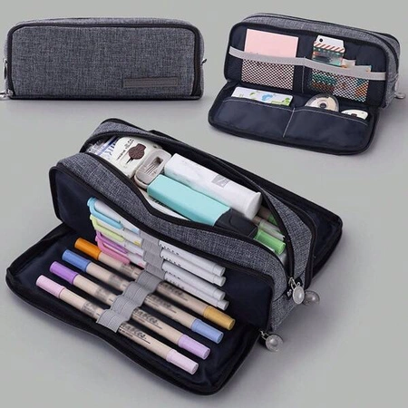 ECARLA piórnik wielofunkcyjny trzykomorowy Grafitowy PR04CZ