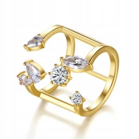 ECARLA pierścionek ze stali chirurgicznej platerowanej złotem PST931