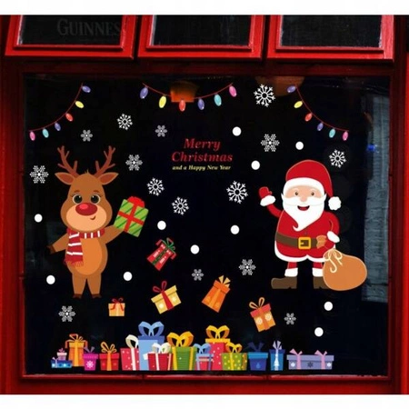 ECARLA naklejki na szybę świąteczne kolorowe 4 arkusze 25x35cm NKD15