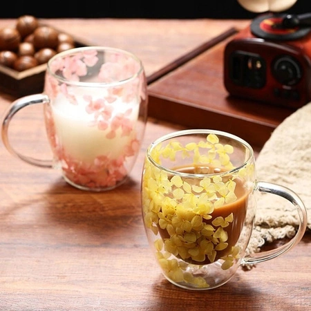 ECARLA szklanka termiczna z podwójnym dnem i hortensją 300ml SZK153