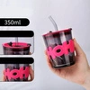 ECARLA kubek z kolorowego szkła ze słomką i zamknięciem 300ml Hoh CUP13