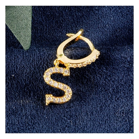 ECARLA kolczyk ze stali szlachetnej platerowanej 14k złotem Literka S KST1683S