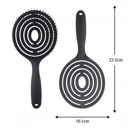 ECARLA szczotka do masażu, do rozczesywania, do suszenia z włosiem Czarna SCZ09CZ