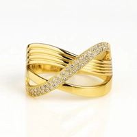 ECARLA pierścionek ze stali chirurgicznej platerowanej złotem PST959R8