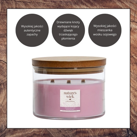 WOODWICK Natures Wick świeca w słoiku Woodland Rose 433g