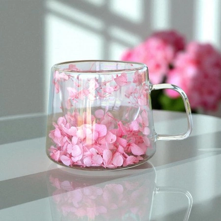 ECARLA filiżanka termiczna z podwójnym dnem i hortensją w środku Róż SZK74 180ml