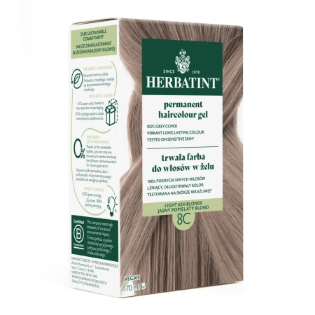 HERBATINT Ziołowa farba do włosów 8C Jasny Popielaty Blond