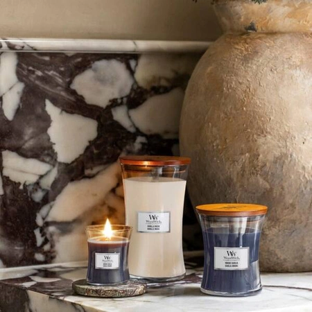 WOODWICK PlusWick mała świeca w słoiku HINOKI DAHLIA 85g