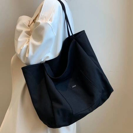 ECARLA torba materiałowa minimalistyczna duża Czarna TP15CZ