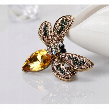 ECARLA broszka kryształowa z cyrkoniami Złoty Owad BZ59ZO