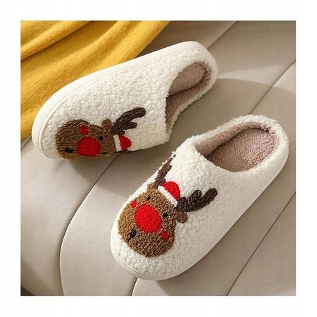 ECARLA kapcie świąteczne, ciepłe, rozmiar 38 Renifer PAN02R38