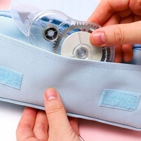 ECARLA piórnik-torebka wielofunkcyjny dwukomorowy z Kotkiem Niebieski PR14N